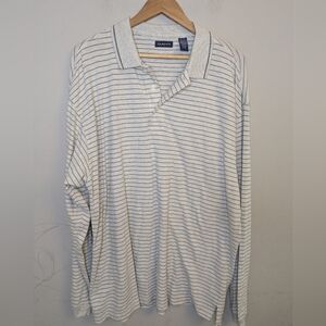Vtg Gant Mens Cream Striped Henley Long Sleeve Shirt Size XL